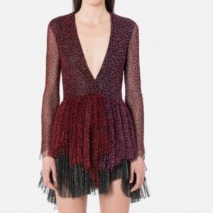 philosophy di lorenzo serafini tulle cheetah dress long sleeve